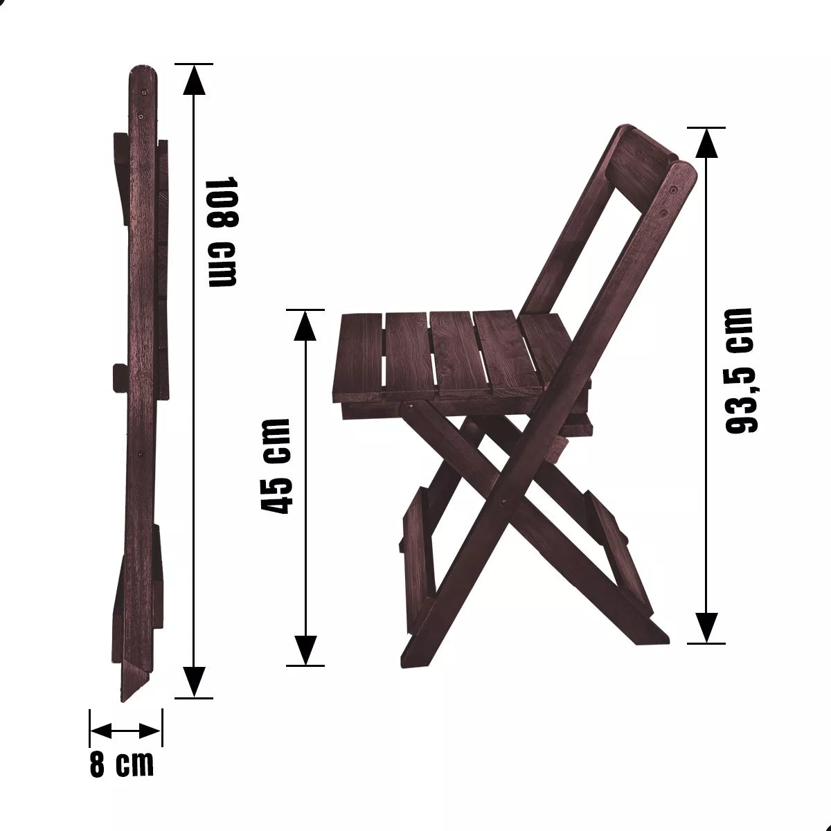 Jogo De Mesa 120x70cm Com Quatro Cadeiras Dobráveis - Imbuia