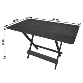 Jogo De Mesa 120x70cm Com Quatro Cadeiras Dobráveis - Preto