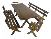 Conjunto Mesa Madeira Rústica Para Churrasco - Mesa + 4 Bancos Imbuia